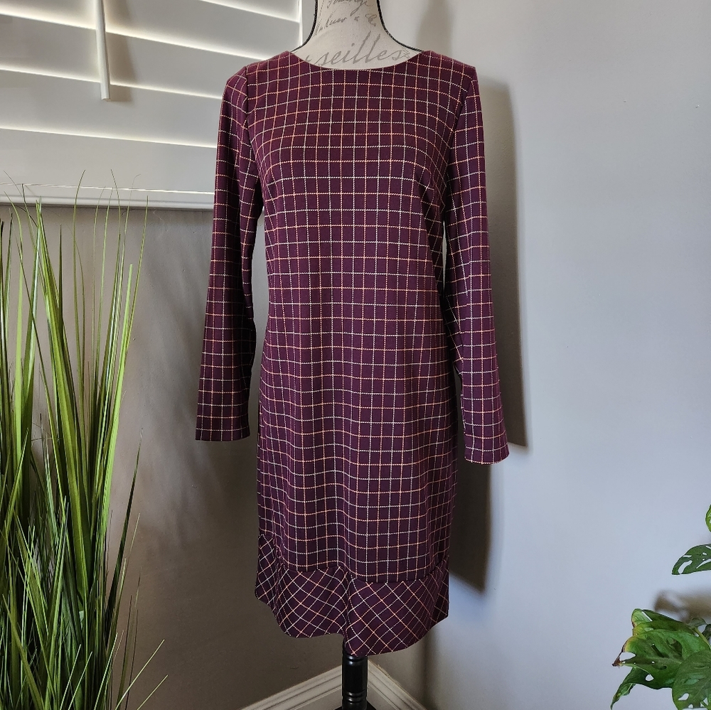 Womens burgundy The Limited plaid dress